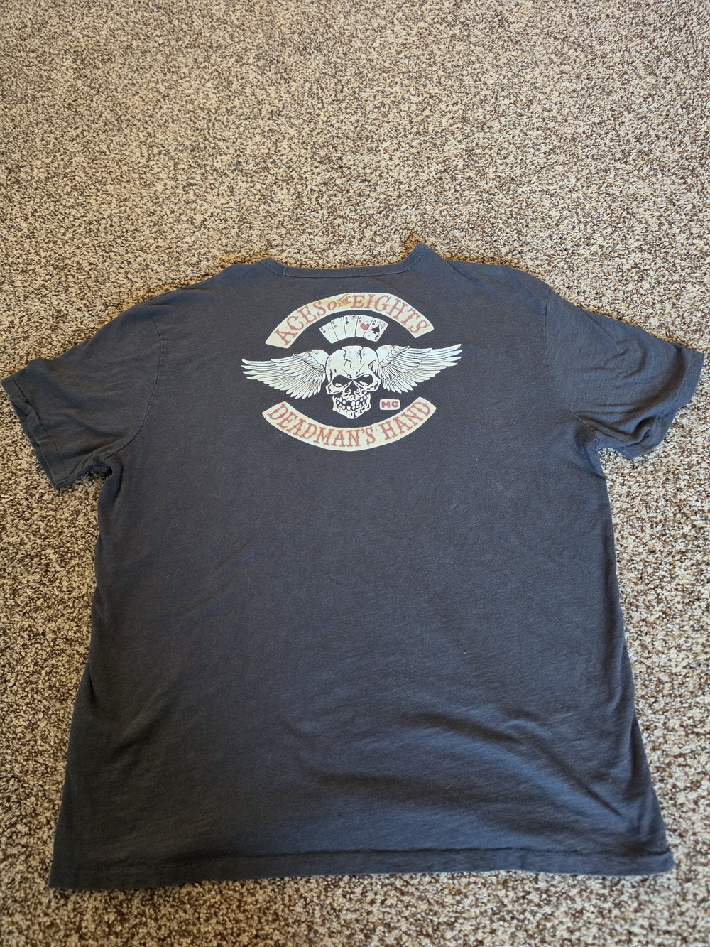 LUCKY BRAND Men's Aces Over Eights 100% Cotton Tee Jet Black Size XL